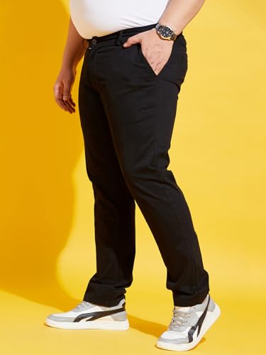 Image of Bigbanana Plus Size Men's Regular Fit Solid Trousers