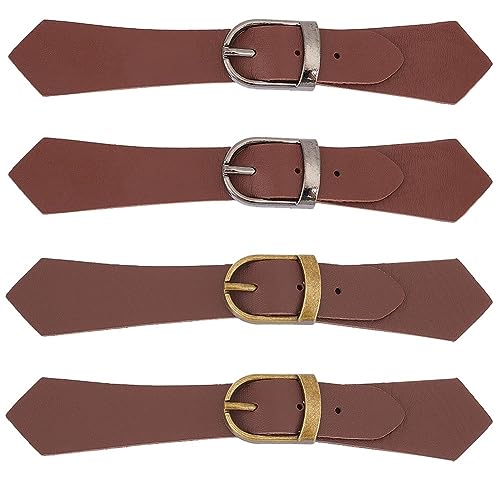 GORGECRAFT 4 Sets 2 Colors PU Leather Sew-on Toggles Tab Closures Clips Brown Snap Toggle Buttons Sew On Jacket Buckles Metal Leather Cloak Clasp Fastener Replacement for Handmade Decor DIY Craft