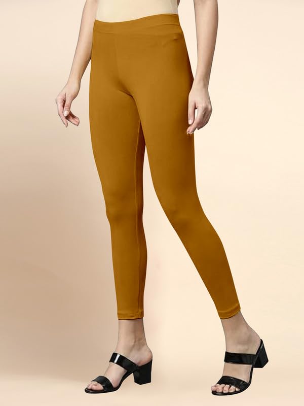 Image of TRENDMALLS Women's Microfiber Elastane Stretch Soft Cropped Leggings with Ultrasoft Waistband for Women