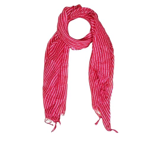 Image of Women's Cotton Blend Striped Print Dupatta with 2.20 Meters | Women's cotton printed dupatta with tassels
