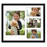 Frametory, 14x16 Black Picture Frame - Made To Display Pictures 8x10 And 3 4x6 with Mat or 14x16 without Mat - Real Glass - Pre-Installed Wall Mounting Hardware