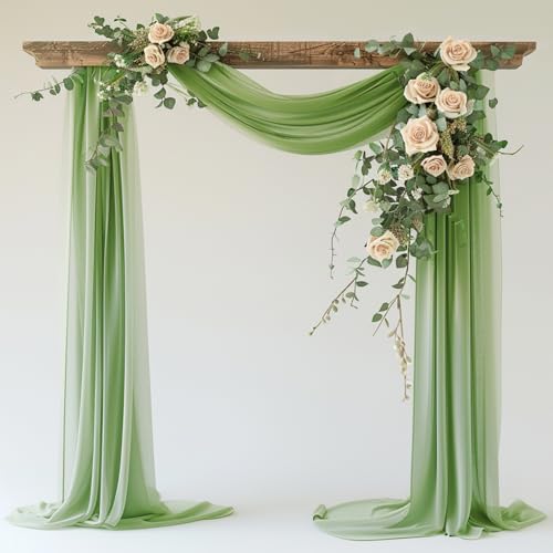 Wokceer Sage Green Sheer Draping