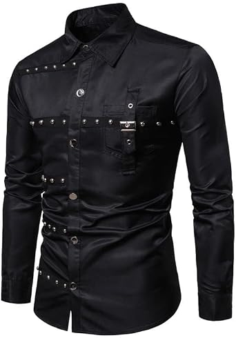 Men's Gothic Steampunk Long Sleeves Casual Button Down Shirts