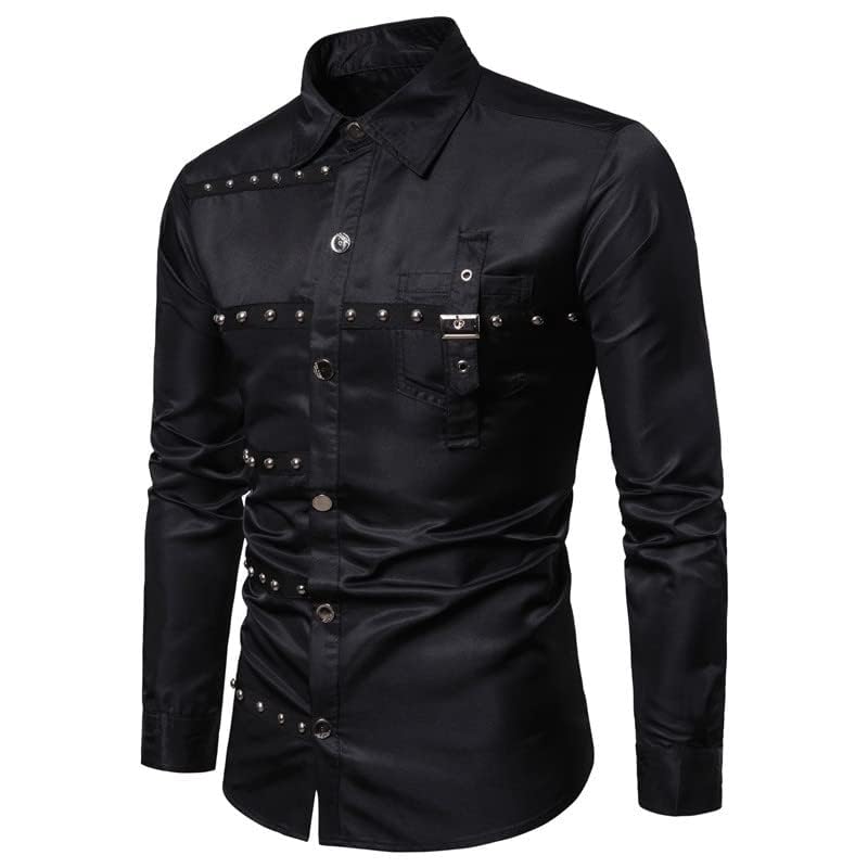 BPURB Mens Gothic Steampunk Long Sleeves Casual Button Down Shirts