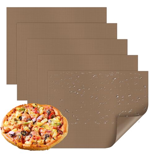 Paquete de 5 tapetes reutilizables para hornear, tapetes gruesos para horno, fáciles de limpiar, revestimiento horno antiadherente, 40 x 30 cm