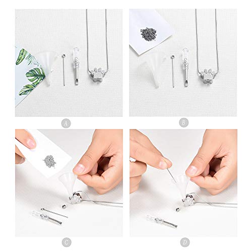 Stainless Steel Double Paw Print Urn Pendant Memorial Ash Keepsake Cremation Jewelry (Steel-1) #TOP5
