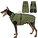 OneTigris Hundejacke, Wasserdichter Winterweste Jacken Hundemantel Mit Bediengriff, Bequeme Ausscheidung, Reißverschluss und Elastisches Design, Einfaches An-und Ausziehen, Reflektierend,M,Armeegrün