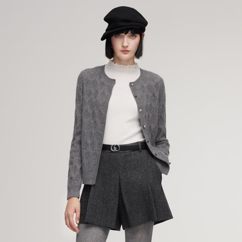 Image of GOELIA Pure Cashmere Wool Cardigans Womens Sweaters Trendy Long Sleeve Button Down Cozy Loose Fit Knit Going Out Tops