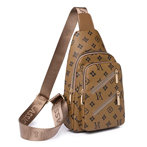 Anfei Sling Bag Women Small Crossbody PU Leather Satchel Daypack Shoulder backpack for Traveling Hiking Cycling