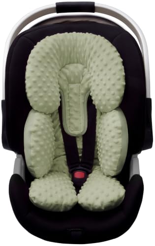 Image of Pro Goleem Infant Car Seat Insert, Baby Head Neck Body Support, Soft Minky Newborn Car Seat Insert, 2-in-1 Reversible, Boys and Girls, Green