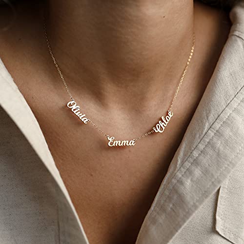CAITLYNMINIMALIST Custom Name Necklace in 18K Gold 925 Sterling Silver | Box Chain Cable Chain | Multiple Name Initial Charm | Dainty Gift for Women2