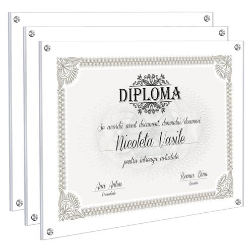 Kalami 3 Pack 11x14 Acrylic Wall Mount Picture Frame Self Adhesive