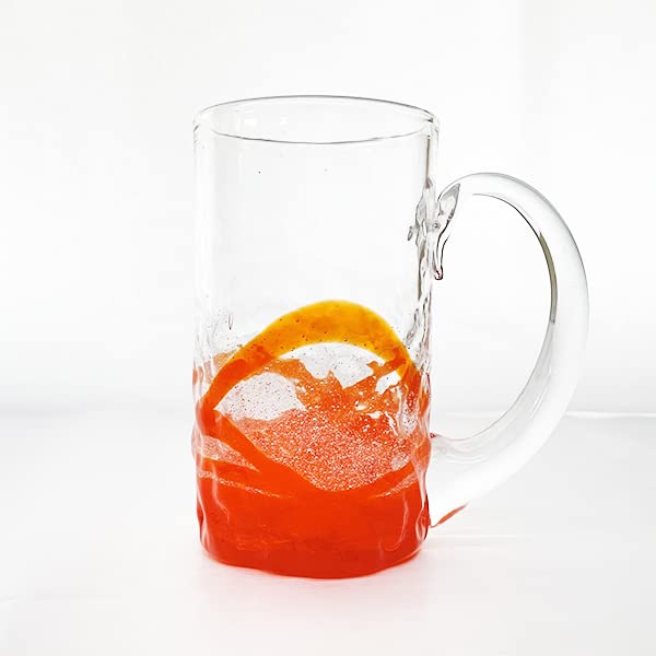 [kubagasaya] Kubagasaya Ryukyu Glass Tumbler Okinawa Souvenir Squid Rugged Stein (Orange) : Home & Kitchen