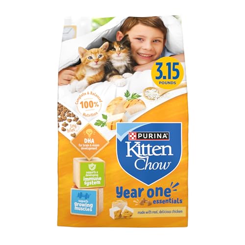 Purina Kitten Chow Kitten Food Healthy Development with Real Chicken Dry Kitten Food - (Pack of 4) 3.15 lb. Bag