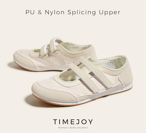 TIMEJOY Women's Canvas Mary Jane Shoes Adjustable Hook and Loop Daily Beige by TIMEJOY - Used condition - Image 3