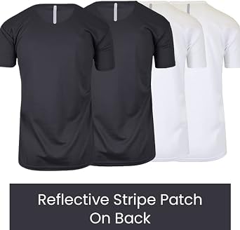 Galaxy by Harvic Men's Crew Neck Short Sleeve Tee, Active Reflective Stripe Sport T-Shirt, 4 Pack