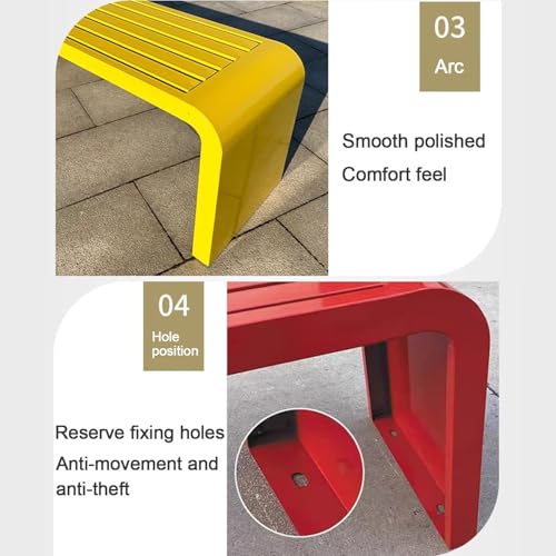 Genérico Banco de jardín Moderno para Exteriores: Acero galvanizado Resistente a la Intemperie, diseño sin Respaldo para Patio, césped, Porche y terrazas. Una Elegante solución de Asientos para Inter