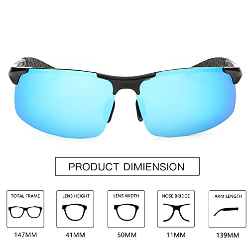 Mooray Mens Polarized Sports Sunglasses Uv Protection Sunglasses For Men Cycling Driving Fishing(Blue,Black) #TOP2