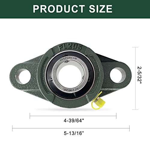 2 PCS of DEEPDREAM UCFL206-20 Pillow Block Bearing, 1-1/4" Bore, Flange Mounted Pillow Block Bearing, Solid Base, Self Alignment by DEEPDREAM - Image 2