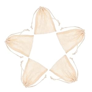 Beatifufu Bath and Shower Accessories – 5pcs Quality Cotton Linen Soap Storage Pouches – Durable Drawstring Design for Body Scrub – Spa and Face Wash – Mixed Colors