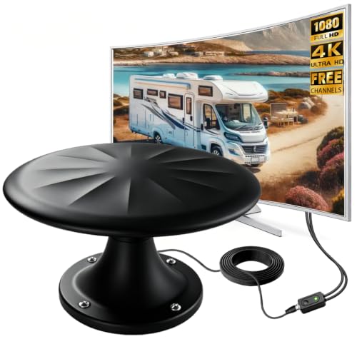 Image of RV TV Antenna for Smart TV Outdoor, 720 Omni Directional Reception,Black