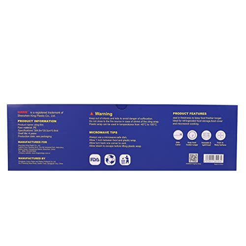 KAMMAK Quick Cut Plastic Wrap with Cutter,Refillable Food Cling Wrap Dispenser 12\" Stretch Film(12IN*1000SQ FT)