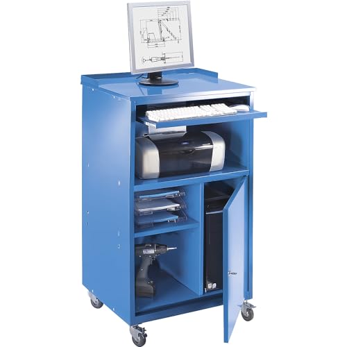 eurokraft | PC-Pult | mobil | HxBxT 1170 x 690 x 590 mm | lichtBlau RAL 5012