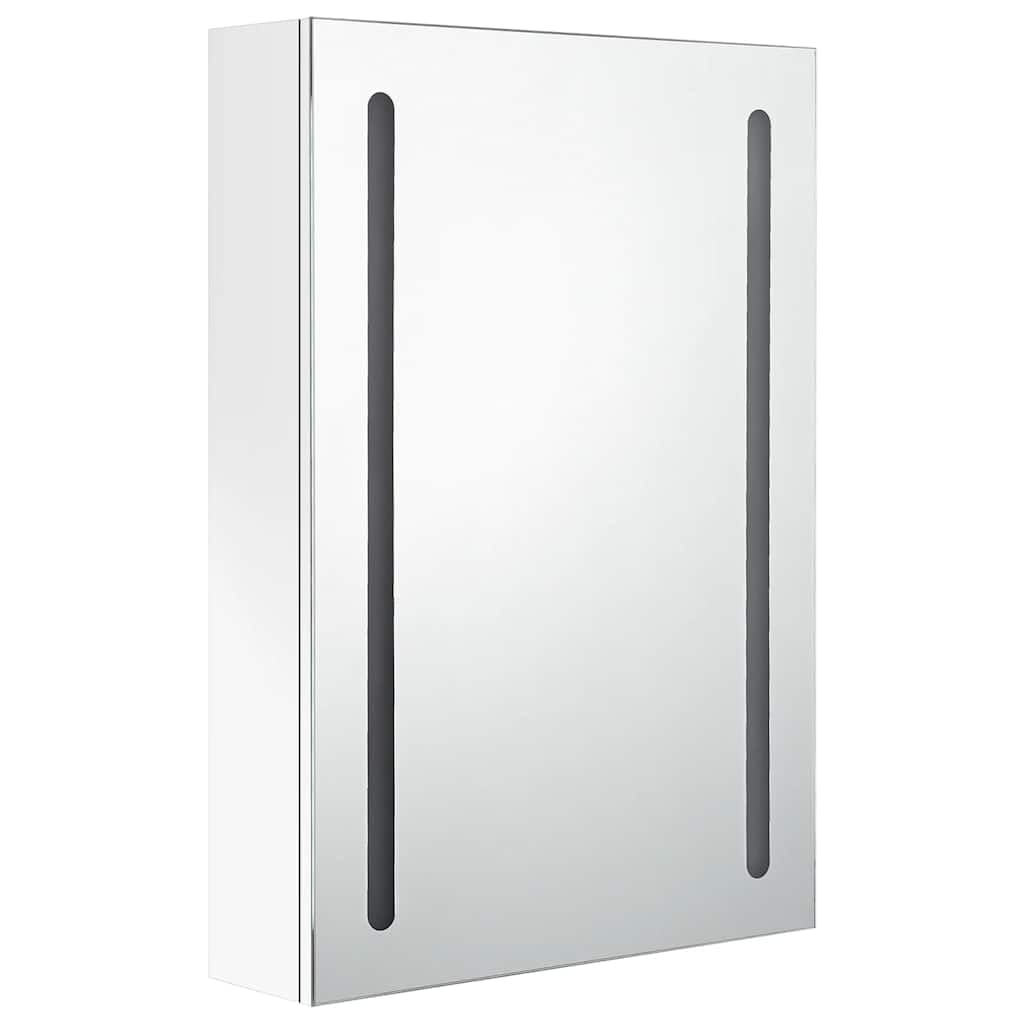 vidaXL Szafka łazienkowa z lustrem i LED, lśniąca biel, 50x13x70 cm