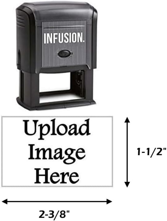 Infusion 1-1/2" x 2-3/8" Custom Logo, Large, Rectangular Self-Inking Logo Stamp, Light Brown
