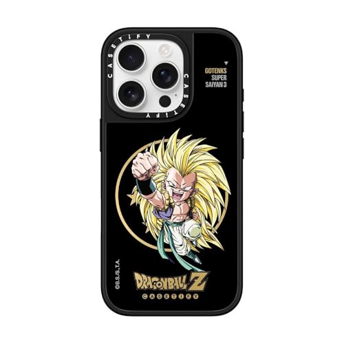 CASETiFY �~���[ iPhone 16 Pro �P�[�X [����(�X�}�z�J�o�[) / MagSafe�Ή�/�w��h�~/Dragon Ball Z Co-Lab] - �V���o�[ (�u���b�N�o���p�[) - SUPER SAIYAN 3 GOTENKS Cas
