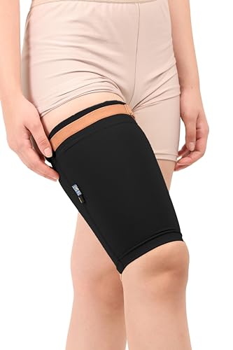 Image of Medical Compression Thigh Support Sleeve || MODERATE COMPRESSION || COTTON FABRIC || Groin Support Sleeve || Hamstring Compression Sleeve || Burn recovery || (3XL, Black)