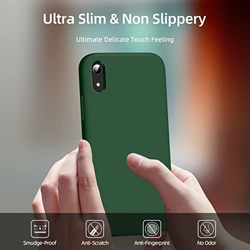 Dssairo [3 In 1 For Iphone Xr Case, With 2 Pack Screen Protector, Liquid Silicone Slim Shockproof Protective Phone Case 6.1 Inch [Microfiber Lining] (Alpine Green) #TOP4