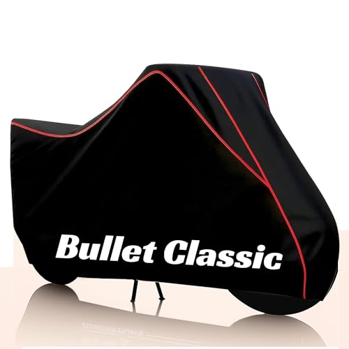 Image of Kayme Classic 350 Water Resistance Bike Cover Heavy Duty Premium Taffeta Motorcycle Cover | UV Protection, Dustproof, All Weather, Scratchproof, Two Wheeler Body Cover with Elastic Bottom (Black Red)