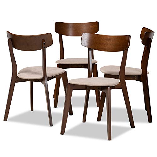 Baxton Studio Iora Mid-Century Modern Transitional Light Beige Fabric Upholstered and Walnut Brown Finished Wood 4-Piece Dining Chair Set by Baxton Studio - Used condition - US$208.77