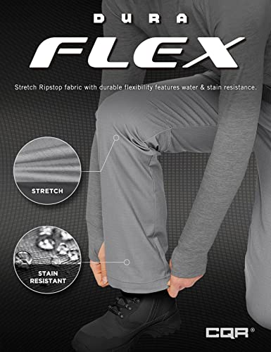 Cqr Women's Flex Stretch Tactical Pants, Water Resistant Ripstop Work Pants, Outdoor Hiking Straight/Cargo Pants With Pockets, Flexy Stratight Stone Grey, 14 #TOP3
