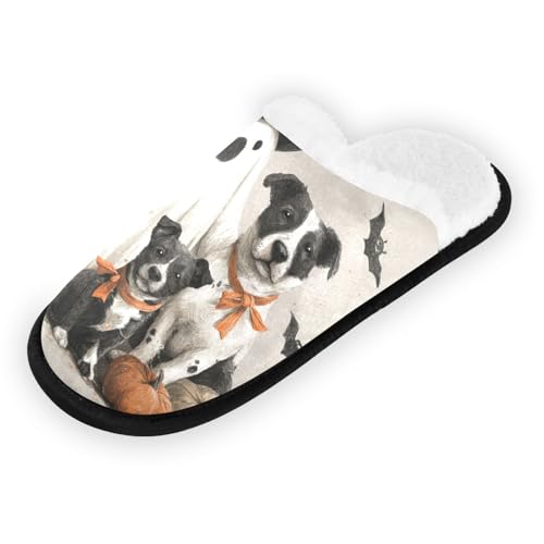 Halloween Dog Bat Grey Slippers For Women Men Soft Memory Foam Non-Slip Hallowmas Winter Indoor House Shoes Travel Slipper2