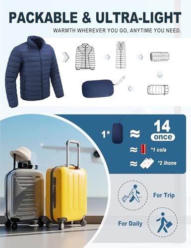 Men's Lightweight Packable Puffer Jacket Warm Insulated Winter Jackets Water-Resistant Puffy Coat for Casual Hiking Travel3