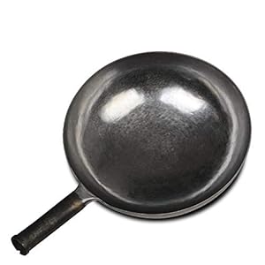 臻三环 ZhenSanHuan Chinese Hand Hammered Iron Woks and Stir Fry Pans, Non-stick, No Coating, Carbon Steel Pow (32CM, Silver – Not Seasoned)