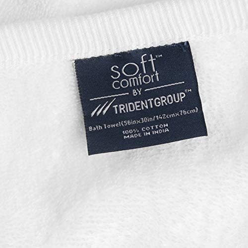 Trident100% Air Rich Cotton White Towels, 2 Piece Bath Towels Set, Super Soft Bathroom Towels, High Absorbent Large Bath Towel, Soft Comfort 30" X 56", 550 Gsm (Bright White) #TOP1