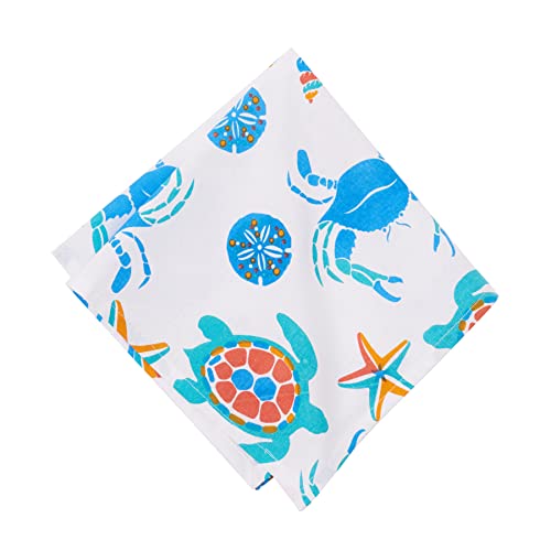 Set de 6 servilletas de algodón con diseño marino multicolor miniatura 1