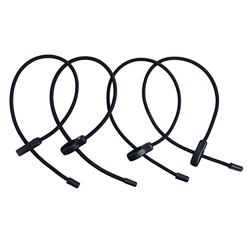 Heavy Duty Adjustable Elastics Stretch Lock Shock Bungee Cords Rope With Pvc Coated Buckle All Black For Motorcycle, Cargo, Camping, Rv, Trailer, Bicycle Carrier Rack, Trunk, ,Luggage (4 Pack) #TOP7