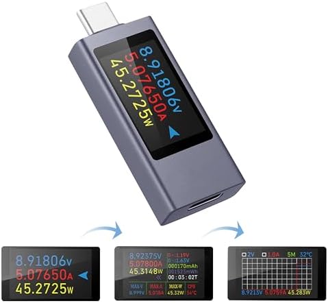 diymore USB C Power Meter Testers,USB C Tester Power Meter Color Screen,Digital Multimeter,Three Screens Switch to Display Current,Voltage,CPU Temperature,USB C Tester,DC4-30V/0-12A