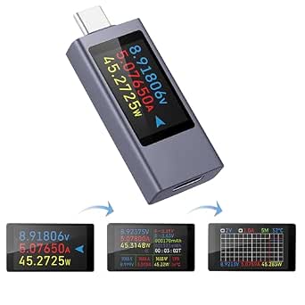 diymore USB C Power Meter Testers,USB C Tester Power Meter Color Screen,Digital Multimeter,Three Screens Switch to Display Current,Voltage,CPU Temperature,USB C Tester,DC4-30V/0-12A
