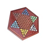 BESTonZON Gioco Tavolo Scacchi Cinese in Legno Gioco Esagonale Giocattolo Set Da Gioco Tavolo Scacchi Esagonale in Legno