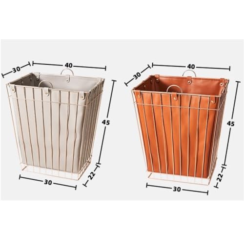 Panier à linge en cuir avec support en métal et poignées de rangement - 2