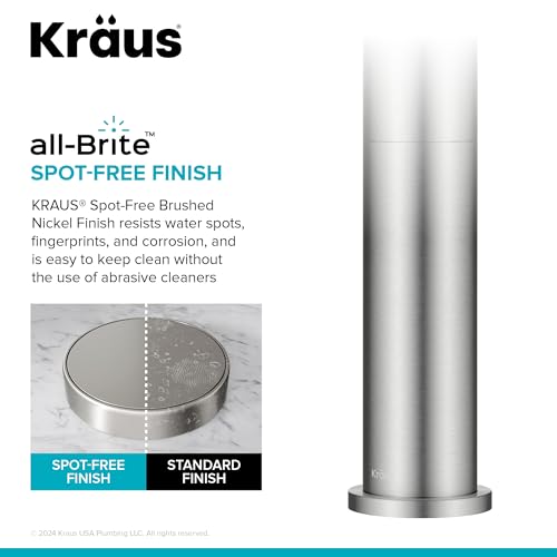KRAUS Indy Bathroom Faucet for Vessel Sink in Spot-Free Brushed Nickel with Single Handle, Pop Up Drain and Supply Lines, KVF-1410SFBN - image 4