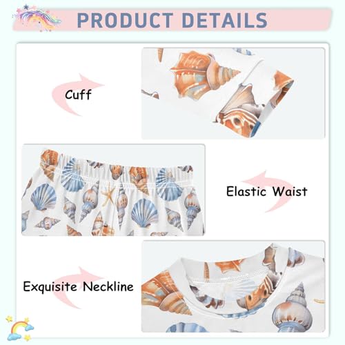 ALAZA Seashell Starfish Watercolor Summer 2 Piece Pajama Set Long Sleeve Top and Pants Sleepwear Unisex4