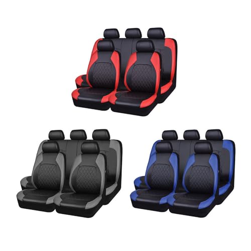 Housse de siege auto universelle rouge couvre siege auto PU - 7