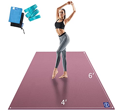 Premium Large Yoga Mat 72x 48x 9mm, Feel Free to Move, NonSlip, Extra Wide and Thick Exercise Mats for Home Gym Workout, High Resilience, Ultra Comfortable Big Mat for Men and Women Fitness,