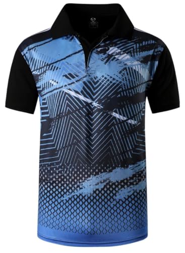Image of jeansian Men's Short Sleeve Fit Sport Polo Tee Shirts T-Shirts Tshirt Tops Poloshirt Golf Tennis Pickleball LSL377_BlackBlue_XL